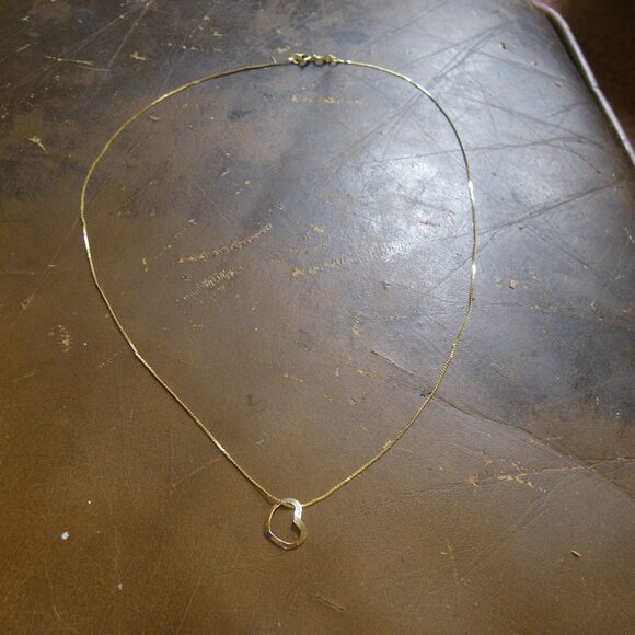 Vintage Women's 14K Gold Thin Choker Style Necklace w/ Heart Charm Pendant - Picture 1 of 3